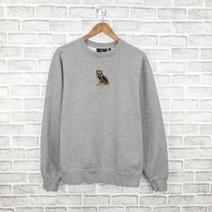 OVO Octobers Very Own small Owl Crewneck fleece Sweatshirt in heather gray M
